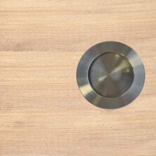 Image: One Pair of Anniston 50mm Sliding Door Round Flush Pulls - Satin Stainless Steel