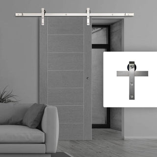 Image: Stainless Steel Single Sliding Track for Wooden Doors - Barn Style - Straight Hanger