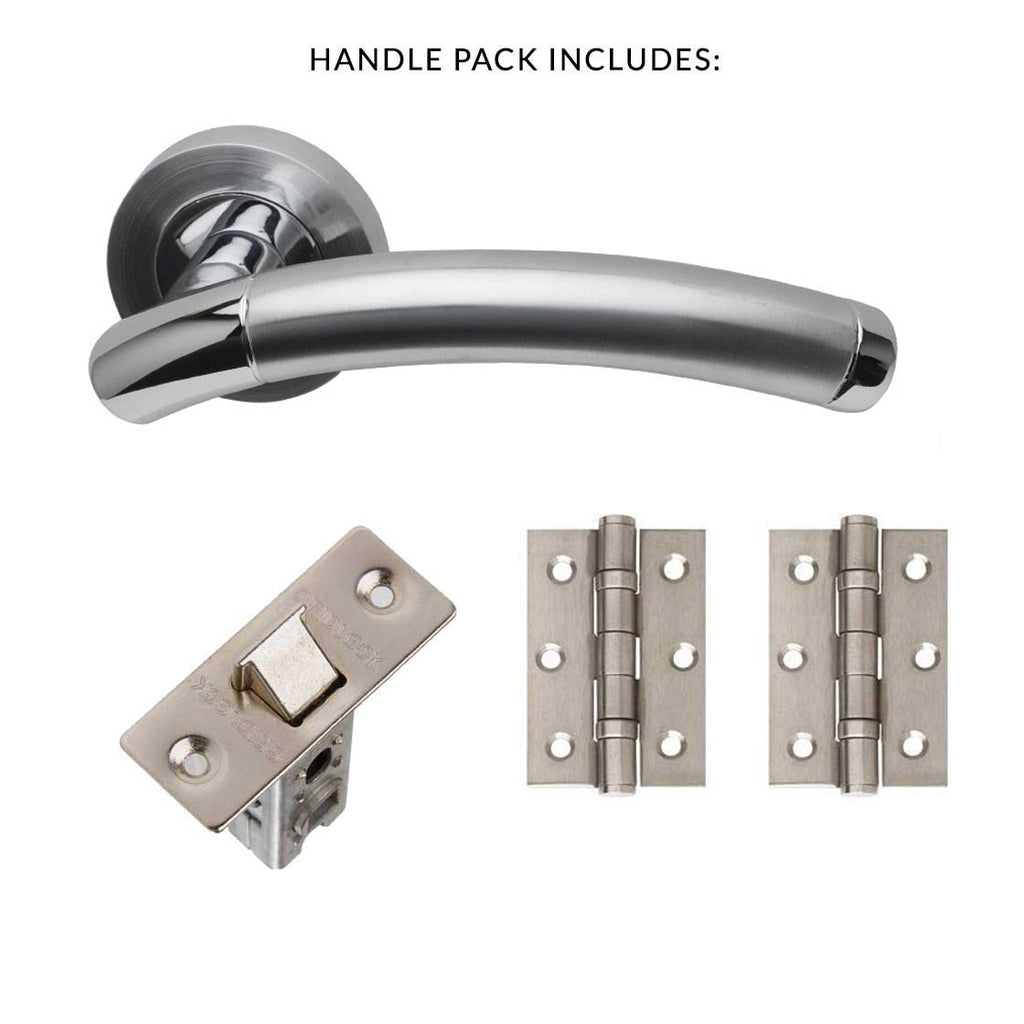 Saturn Door Handle Pack Polished Chrome Satin Nickel