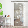 Single Glass Sliding Door - Solaris Tubular Stainless Steel Sliding Track & Seahorse 8mm Clear Glass - Obscure Printed Design