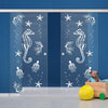Double Glass Sliding Door - Seahorse 8mm Clear Glass - Obscure Printed Design with Elegant Track