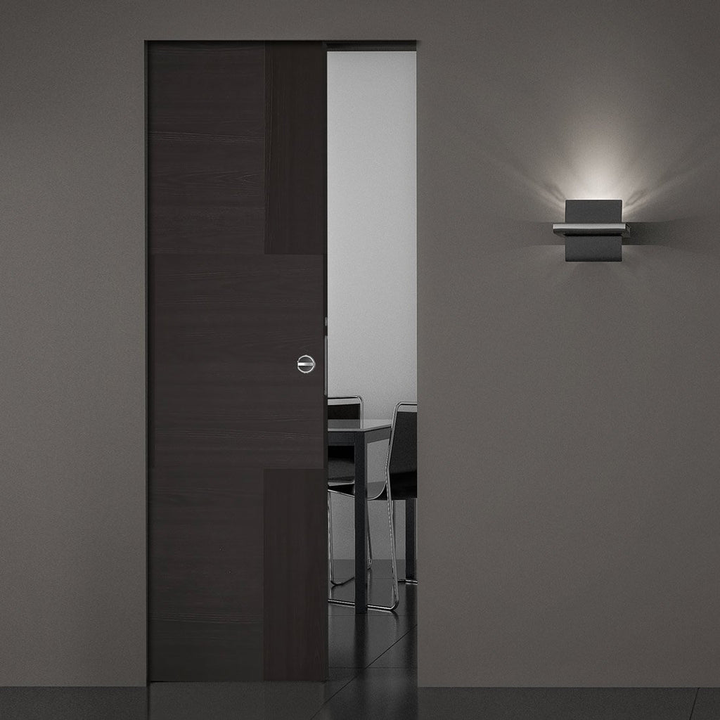 Bespoke Seis Charcoal Black Flush Single Frameless Pocket Door - Prefinished