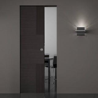 Image: Bespoke Seis Charcoal Black Flush Single Frameless Pocket Door - Prefinished