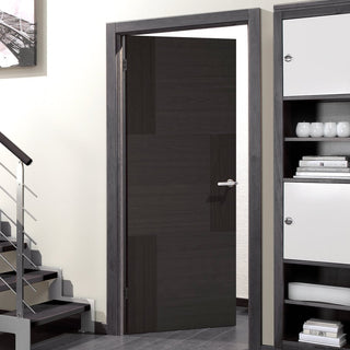 Image: Bespoke Seis Charcoal Black Flush Fire Door - 1/2 Hour Fire Rated - Prefinished