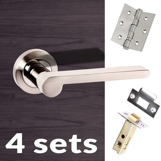 Image: Four Pack Senza Pari Darrio Lever on Rose - Satin Nickel Handle