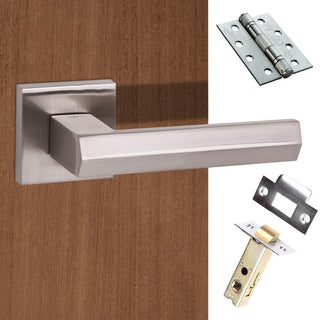 Image: Senza Pari Davoli Fire Lever on Flush Rose - Satin Nickel Handle Pack