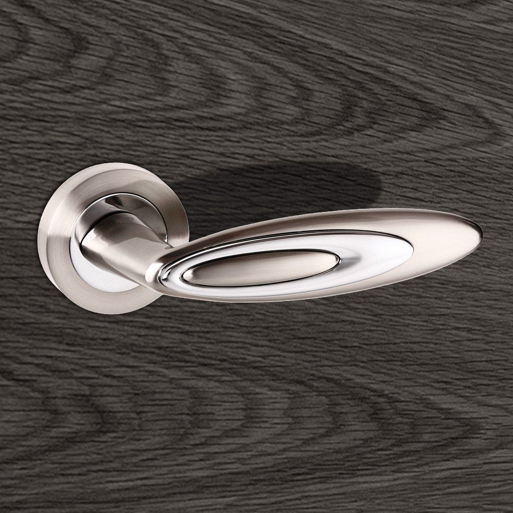 Senza Pari Elisse Lever on Rose - Satin Nickel - Polished Chrome