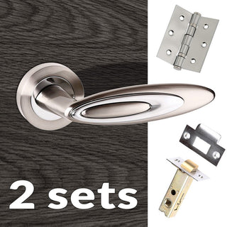 Image: Two Pack Senza Pari Elisse Lever on Rose - Satin Nickel - Polished Chrome Handle