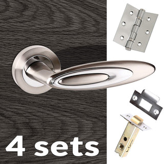 Image: Four Pack Senza Pari Elisse Lever on Rose - Satin Nickel - Polished Chrome Handle