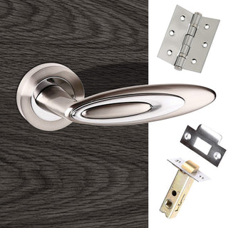 Image: Senza Pari Elisse Lever on Rose - Satin Nickel - Polished Chrome Handle Pack