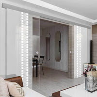 Double Glass Sliding Door - Seton 8mm Clear Glass - Obscure Printed Design - Planeo 60 Pro Kit