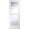 Five Folding Doors & Frame Kit - Severo White 4 Pane 3+2 - Clear Bevelled Glass - Prefinished