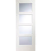 Severo White 4 Pane Single Evokit Pocket Door - Clear Bevelled Glass - Prefinished