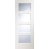 Simpli Double Door Set - Severo White 4 Pane Door - Clear Bevelled Glass - Prefinished