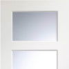 Five Folding Doors & Frame Kit - Severo White 4 Pane 3+2 - Clear Bevelled Glass - Prefinished