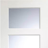 Severo White 4 Pane Double Evokit Pocket Doors - Clear Bevelled Glass - Prefinished