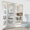 Three Folding Doors & Frame Kit - Severo White 4 Pane 3+0 - Clear Bevelled Glass - Prefinished