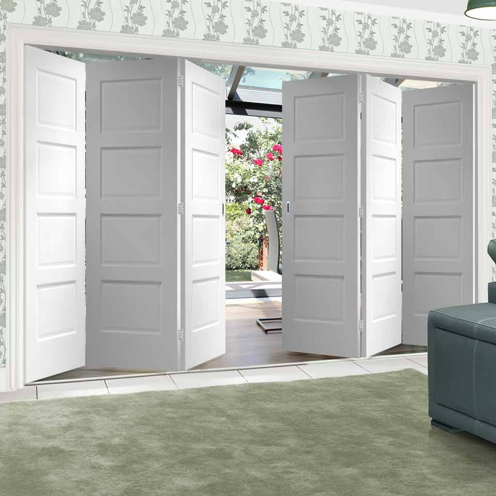 Six Folding Doors & Frame Kit - Severo White 4 Panel 3+3 - Prefinished