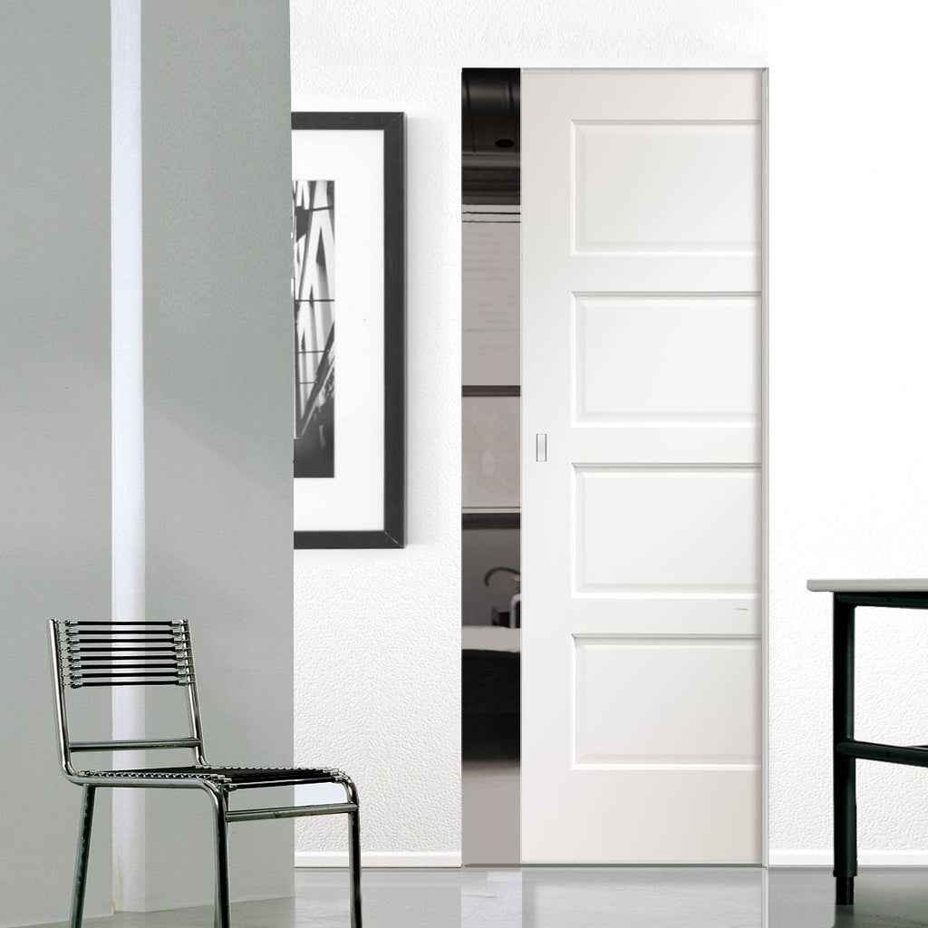 Severo White 4 Panel Absolute Evokit Pocket Door - Prefinished