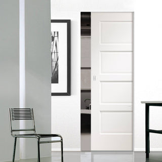 Image: Severo White 4 Panel Absolute Evokit Pocket Door - Prefinished