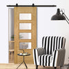 Top Mounted Black Sliding Track & Door - Seville 4L Glazed Oak Door - Prefinished
