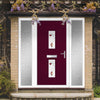Cottage Style Seville 2 Composite Front Door Set with Double Side Screen - Kupang Red Glass - Shown in Purple Violet