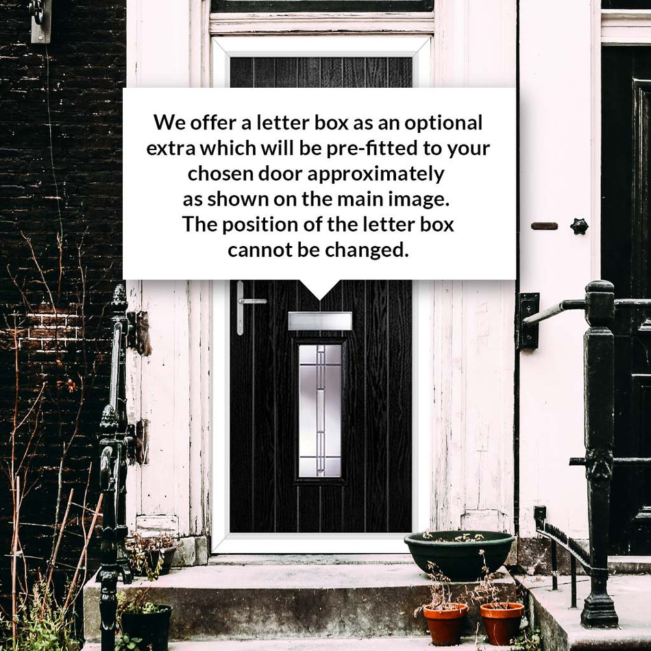 Cottage Style Seville 2 Composite Front Door Set with Barite Glass - Shown in Black