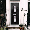 Cottage Style Seville 2 Composite Front Door Set with Barite Glass - Shown in Black