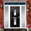 Cottage Style Seville 2 Composite Front Door Set with Double Side Screen - Barite Glass - Shown in Black