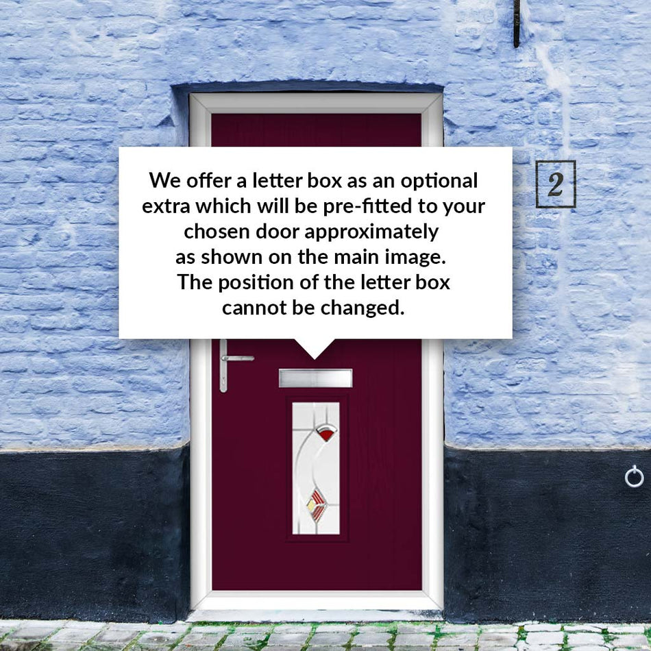 Cottage Style Seville 2 Composite Front Door Set with Kupang Red Glass - Shown in Purple Violet