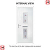 Cottage Style Seville 2 Composite Front Door Set with Kupang Red Glass - Shown in Purple Violet