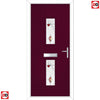 Cottage Style Seville 2 Composite Front Door Set with Kupang Red Glass - Shown in Purple Violet