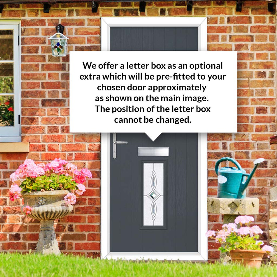 Cottage Style Seville 2 Composite Front Door Set with Pusan Glass - Shown in Slate Grey