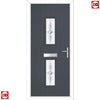 Cottage Style Seville 2 Composite Front Door Set with Pusan Glass - Shown in Slate Grey