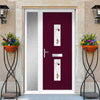 Cottage Style Seville 2 Composite Front Door Set with Single Side Screen - Kupang Red Glass - Shown in Purple Violet