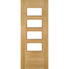 Single Sliding Door & Wall Track - Seville 4L Glazed Oak Door - Prefinished