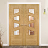 Seville 4LS Glazed Oak Door Pair - Irregular Glass Panes -  Prefinished