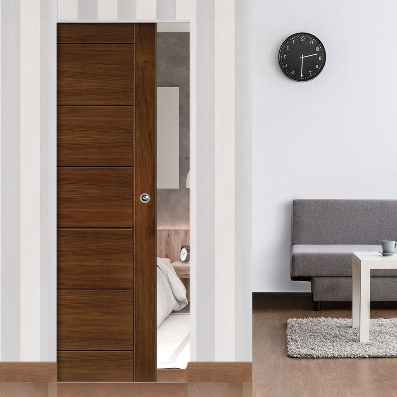 Seville Walnut Absolute Evokit Single Pocket Door - Prefinished