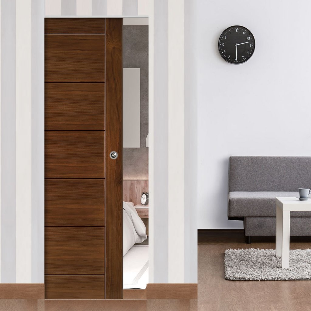 Seville Walnut Absolute Evokit Single Pocket Door - Prefinished