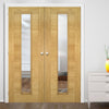 Seville Oak Fire Internal Door Pair - Clear Glass - 1/2 Hour Fire Rated - Prefinished