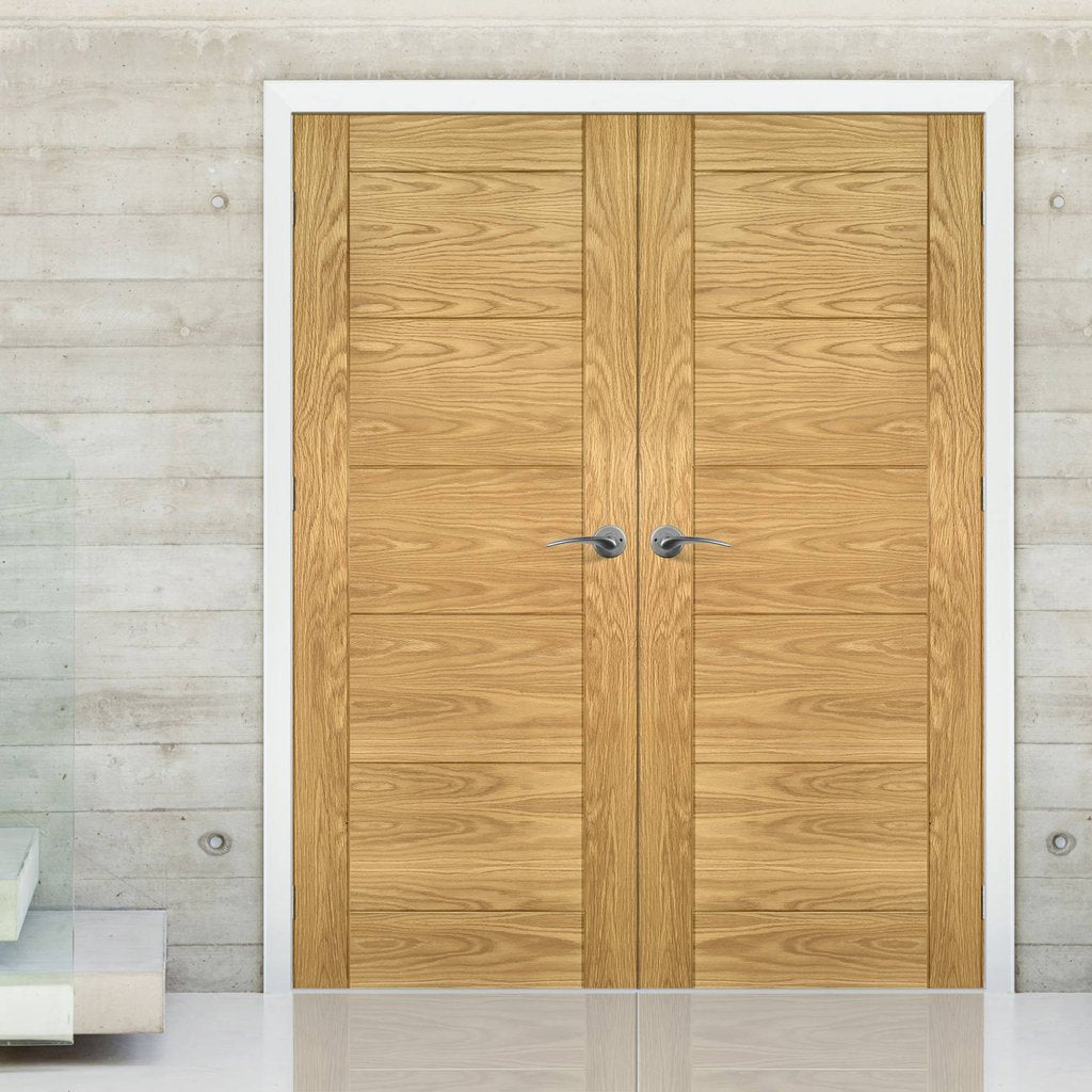 Seville Oak Panel Door Pair - Prefinished