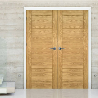 Image: Bespoke Seville Oak Panel Internal Door Pair - Prefinished