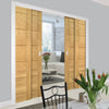 Seville Oak Panel Staffetta Quad Telescopic Pocket Doors - Prefinished