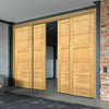 Pass-Easi Four Sliding Doors and Frame Kit - Seville Oak Panel Door - Prefinished