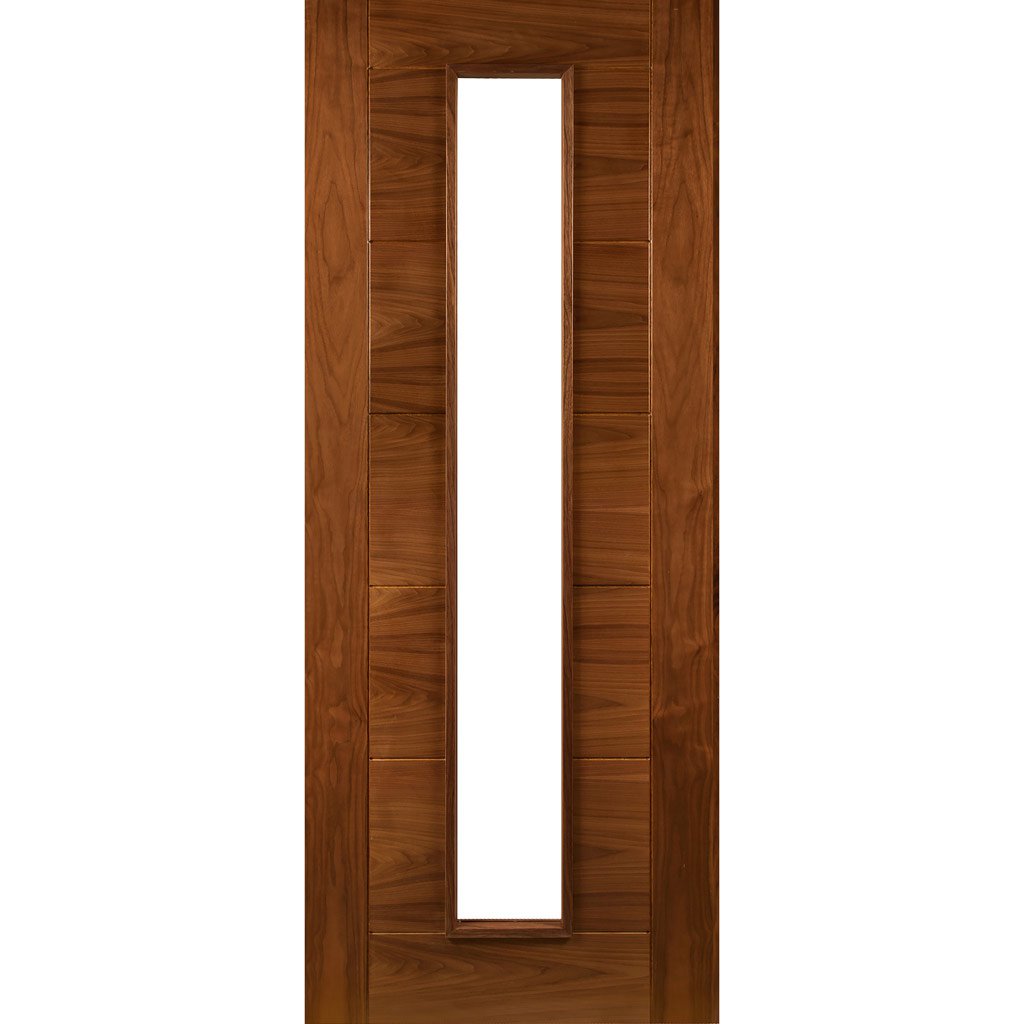 Walnut veneer glazed interior door