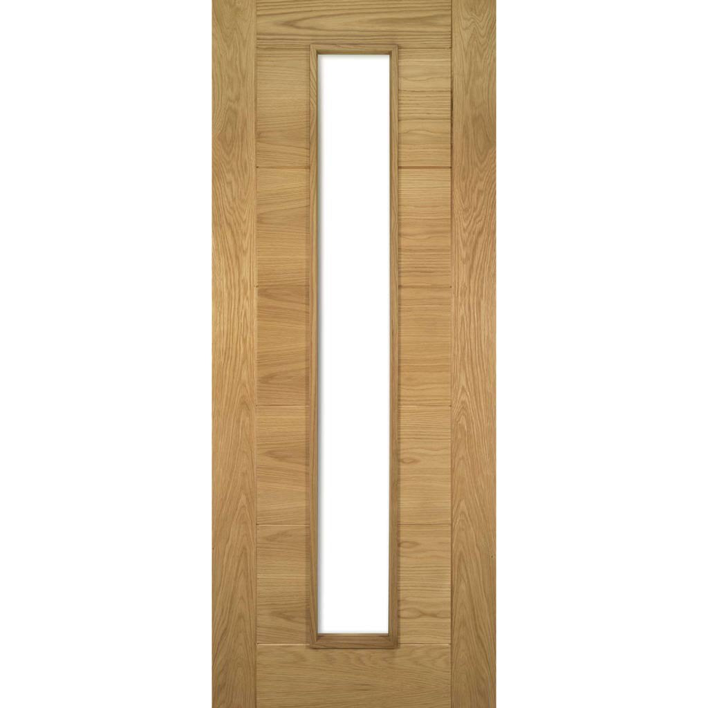 Seville Oak Fire Door - Clear Glass - 1/2 Hour Fire Rated - Prefinished