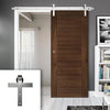 Single Sliding Door & Stainless Barn Steel Track - Seville Walnut Prefinished Door