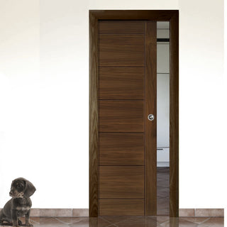 Image: Seville Walnut Single Evokit Pocket Door - Prefinished