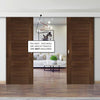 Double Sliding Door & Wall Track - Seville Prefinished Walnut Door