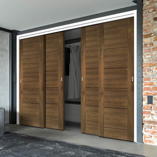 Image: Four Sliding Maximal Wardrobe Doors & Frame Kit - Seville Prefinished Walnut Door